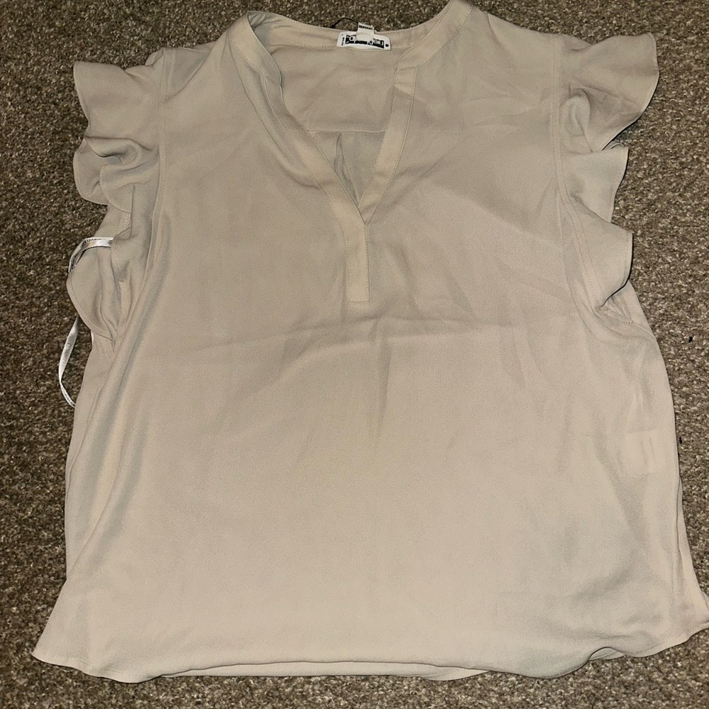 Calvin Klein Cream Ruffle Sleeve Blouse